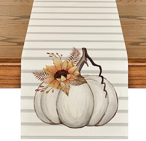 Artoid Mode Runner da Tavola Autunno A Strisce Zucche Girasoli 40x100 cm | Stagionale Foglie Decorazione da Tavolo per Casa Salotto Cucina Interni Vacanze Feste
