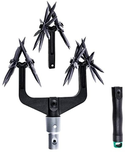 Rotary Cultivator Set, Adjustable Rotary Cultivator Garden Tool Reseeding Grass or Soil Mixing Soil Tiller Aerator Lawn Tool Garden Handheld Tiller Cultivator Cordless Tiller (black)