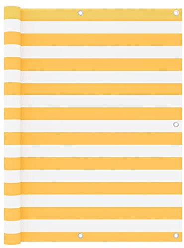 LAPOOH Balkon-Sichtschutz Weiß und Gelb 120x500 cm Oxford-Gewebe, Balkonsichtschutz, Windschutz Balkon, Windschutz Terrasse, Balkonverkleidung, Sichtschutz Garten - 134910