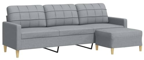 Gecheer 3-sitsig soffa med pall metallram bäddsoffa, bäddsoffa, tygsoffa, bäddsoffa, gästsäng, modern soffa, 3-sitsig soffa, sängsoffa, 226 x 77 x 80 cm (B x D x H) för vardagsrum, gästrum, ljusgrå