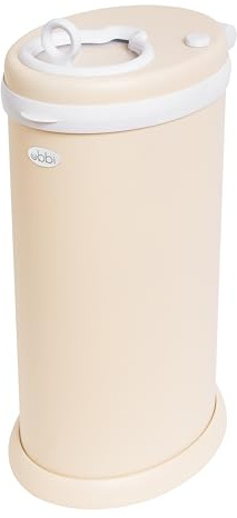 Ubbi Stainless Steel Nappy Bin, Odour Locking, No Special Bag Required, Award-Winning Diaper Pail, Cassette Free Disposal System, Oat Milk