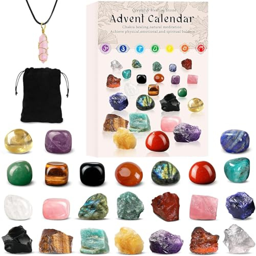 JurciCat Calendario avvento 2025 Donne Cristalli 24 pietre preziose Conto alla rovescia natalizio Regali adatti per ragazze e ragazzi Per gli appassionati di geologia