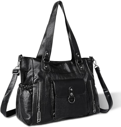 Gluckstar Bolso Mujer Grande Hombro Mano PU Vintage Y2K Negro