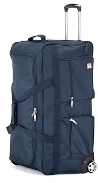 ATX Luggage 30 Large Wheeled Duffle Bag Lightweight Rolling Wheels Suitcase Extra Durable Holdall for Sports Travel and Cargo | Navy