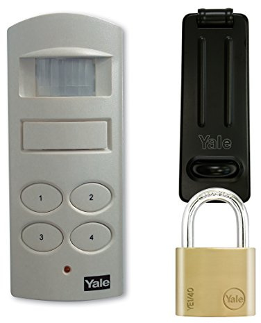 Yale P-SHPK-01 Wireless Shed and Garage Alarm with Padlock and Hasp, White, 40 mm