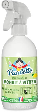 Paulette - Pchi-Pchiiit à Vitres Citron - Alcool Ménager Dégraissant pour Toute Surface en Verre, Ecocert - Fabriqué en France - 500ml