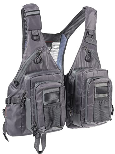 Bassdash Herren Angeln Weste Multifunktionsweste Damen Anglerweste verstellbare Größe mit 10 Taschen für Fliegenfischen Outdoor Freizeit