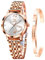 OLEVS Damenuhr Geschenke Set mit Diamant Herzform Armband Roségold für Damen Weiblich Weiße Gesicht Wasserdicht Analoge Quarz-Armbanduhren