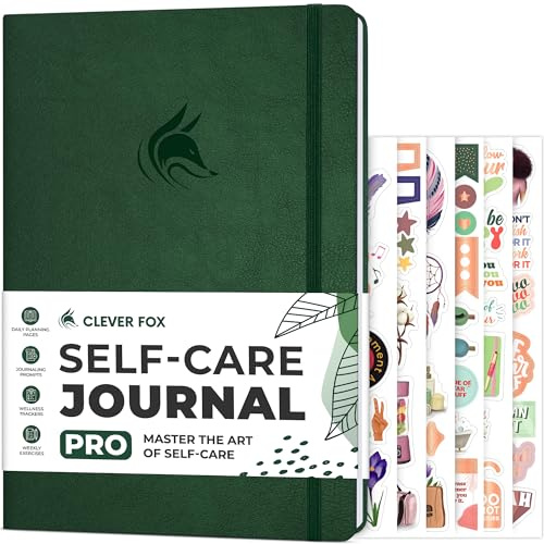 Clever Fox självvårdande journal PRO – Wellness & Daily Reflection anteckningsbok – psykisk hälsa, meditation och humördagbok för kvinnor, 17,8 x 25,4 cm (skogsgrön)