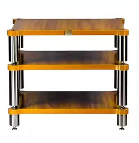 Ripiano AV per Rack HiFi A 3 Livelli Cabinet per Amplificatore per Altoparlanti Audio Rack in Legno Massello HiFi Supporto TV con Ripiani Multimediali Componenti Audio Video (Color : Wood Color, S :