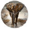 Kreative Feder Runde Wanduhr „Elefant“ aus Naturholz mit flüsterleisem Uhrwerk; Durchmesser 30cm (Elefant, leises Funkuhrwerk)