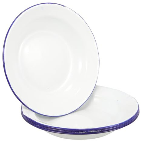 Luxshiny Assiette Émaillée 16Cm 5 Pièces - Plateau Service Rétro Pour Fruits Snacks Et Thé Assiette Plate Avec Bord Lisse En Émail Pour Réunions Familiales Et Fêtes