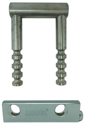MICEL - 13368 - Candado Ballesta de Seguridad, de Acero Inoxidable con Llave Tubular y Cilindro de Latón, ideal para Puertas, Portones y Vehículos Comerciales, acabado Inoxidable, 127 x 135 x 26 mm