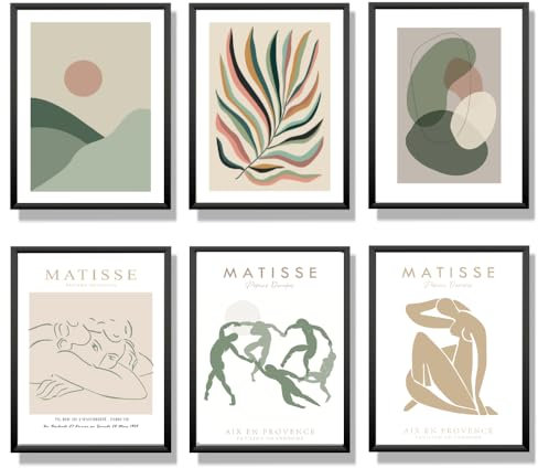 Winund set di 6 stampe da parete moderne 30x40 cm, SENZA CORNIZE, decorazioni muro per camera da letto, poster da parete, stampe quadri, stampa bianco e nero, quadro soggiorno, quadro camera da letto