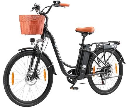 ttgo E-Bike 26 Zoll, Elektrofahrrad für Damen und Herren, Elektrofahrräder Pedelec mit 250W Motor und 36V14.5Ah Batterie, 25km/h Max Geschwindigkeit, 75km Max Reichweite (Schwarz)