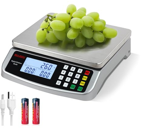 Food Scale 88lb/40kg Large Digital Kitchen Scale 0.05oz/1g with Price Computing Commercial Scale 304 Stainless Steel gram Scale for Baking Cooking Meat Restaurant ，USB or AA Battery(Included)