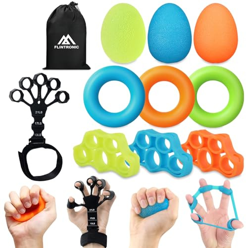 flintronic Entraîneur de Préhension, 11 Pièces Hand Grip Strengthener, Exerciceur de Doigts, Doigt Civière pour la Force de préhension, Le Sport, L'entraînement Musculaire, l'escalade, Le Fitness