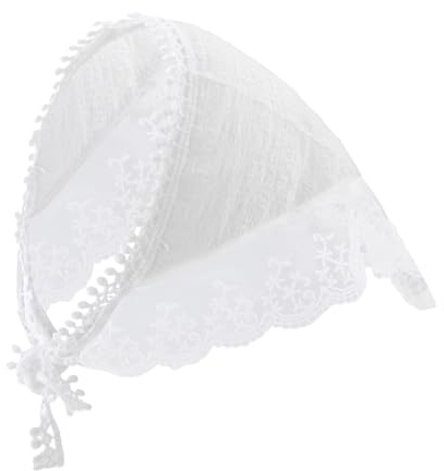 Sisadodo Lace Hair Bandanas for Women Kerchief Hair Scarf for Teenage Girl Fashion Headscarf Headband for Teenager French Triangle Head Scarves for Women Girls Chic Headband Small Scarf Off White