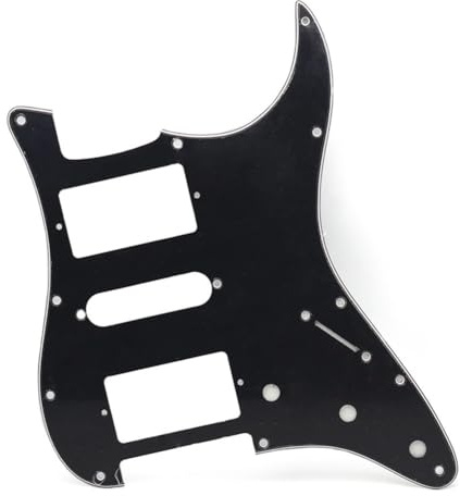 3-lagiges HSH 11-Loch-Gitarren-Pickguard Schlagbrett für SQ Style Strat kompatibel mit Standard-Montage, Schwarz/Weiß