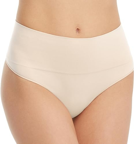 Spanx SPANXshape Everyday Shaping Thong - Core Control Shapewear Underwear - Invisible Under Clothes - Seamless Design - Soft Nude - X-Small