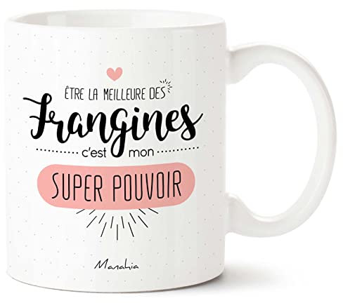 Manahia Mug Cadeau Soeur - Être la Meilleure des Frangines c'est mon super Pouvoir - Avec Boite Kraft - Imprimé en France - Noël, Anniversaire Soeur - 330 mL Céramique - Frangine - Tasse Soeur