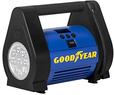 Goodyear Compresor Inflador Digital 100 PSI / 6.90 Bar con Conector de 12V Inflado Rápido en 6.5 Minutos