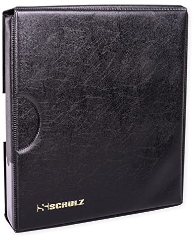 C Collector Coin Collection Album With Sleeve Cover – 50p £1 £2 Collecting Holder - Storage Binder Protect and Store For 200 Coins - Schulz Black Medium (21cm x 23cm)
