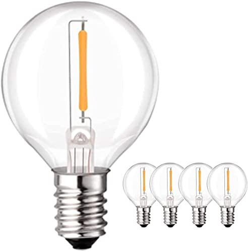 GPATIO Lot de 5 ampoules LED G40 d'extérieur en plastique transparent - Ampoule de rechange LED E12 - 1 W - Étanche - 2700 K - 230 V - Intensité variable