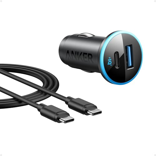 Anker 323 USB-C Car Charger Adapter, 52.5W Cigarette Lighter Charger with 30W PowerIQ 3.0 Fast Charging for iPhone 17/16/15/14/13/12 Series, Galaxy S25/24, Pixel (Car Charger + USB-C Cable)