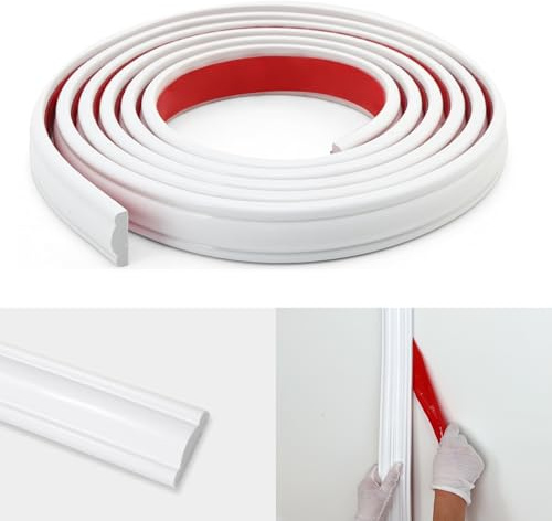 Taaizau Garniture de moulure murale à décoller et à coller, bande flexible pour cadre de miroir, cimaise, protection murale et décoration de maison (3m x 2,7cm)