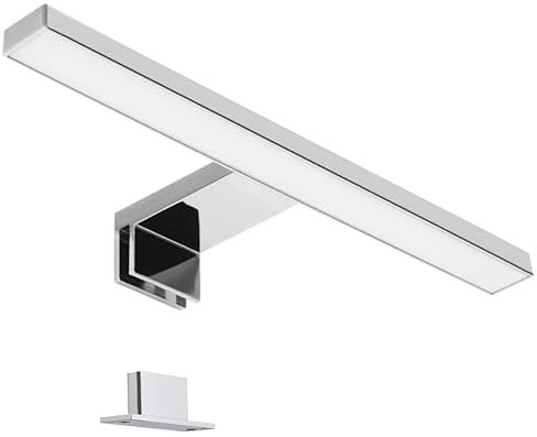 Norbe LED Lampada da Specchio Cromo 5W | Luce Bianca Neutra Specchio Bagno | Specchio Armadio | Luce Trucco per Bagno | Lunghezza 30 cm | 615 Lm | 6000K | 5W