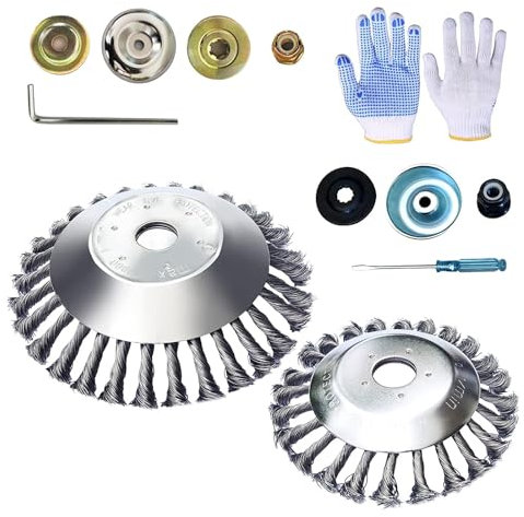 Grass Trimmer Cutter Head For Garden Lawn Mower, 6'' Knotted Wire, Cone Steel Wire Wheel Garden Weed Brush, Strimmer Brush Head, Head Wire Trimmer Head, With Knotted Wire For Cutting Thick Grass