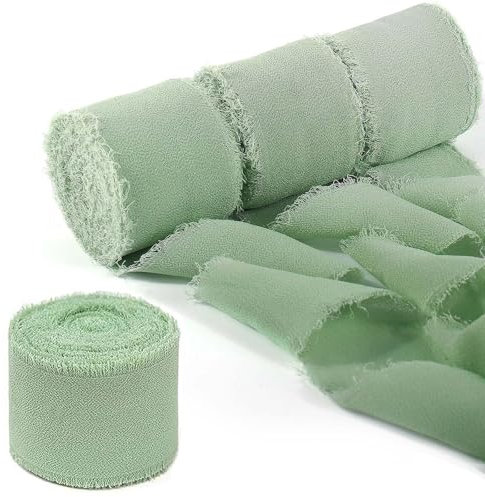 FLEXNOVA Schleifenband Band Eukalyptus Grün, 4cmx20m Geschenkband Grün Satinband Breit, Hochzeit Chiffonband Stoffband für Hochzeitseinladungen, Brautsträuße, Geschenkverpackungen, DIY Arbeiten
