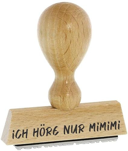 Sprüche-Stempel – ICH HÖRE NUR MIMIMI - von Kaufhaus 2010 aus Holz & Gummi, zum Bestempeln von Schriftstücken aller Art, Gruß- und Glückwunschkarten, Textilien und vieles mehr.