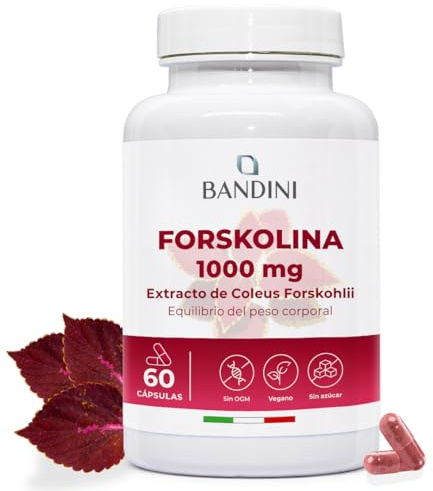 Bandini® Forskolina Pura 1000mg de Concentración 60 Cápsulas Veganas, Potente Suplemento del Extracto de Coleus Forskohlii 35:1, Apoyo Para las Dietas Keto, Bajas en Grasas y Carbohidratos, Sin OMG