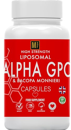 Alpha GPC & Bacopa Monnieri 1500mg | 120 Capsules High Strength Liposomal Max Absorbtion Alpha-GPC Choline Supplement Memory, Focus Brain Support