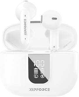ZIPFORCE True Wireless -örontalare, Bluetooth 5.3, 4 mics, ENC, touch, 40h speltid, IPX6, lätta TWS