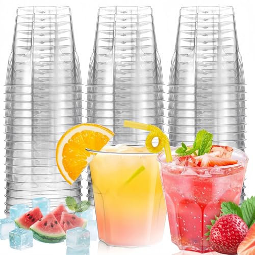 Rliocvhe 50 Vasos de Plástico Reutilizables 220 ml, Vasos Plastico Duro, Copos Descartaveis Festa, Vasos Sidra Plastico Duro Para Cócteles, Champán, Cerveza, Martinis, Para bodas, fiestas, Navidad