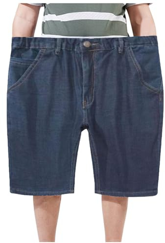 Pantaloncini di Jeans Uomo Cropped Baggy Shorts in Denim Estivi Larghi Pantaloni Corti con Tasche Pinocchietti Sportivo Casuale Pantaloncini Comodo Traspirante Pinocchietto Elastico Pantalone