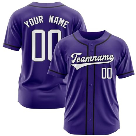 Maillot de Baseball Personnalisé - Maillot Baseball Personnalisable avec Prénom Numéro Logo- Chemise Baseball Américain - Uniformes de Baseball Boutonnés - Cadeau Personnalisable pour Homme Femme