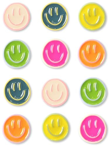 12 Piezas Imanes Nevera Smiley Coloridos – Imanes Redondos Pequeños Decorativos en Resina 3D, Imanes Potentes para Pizarra Magnética, Frigorífico, Oficina, Escuelay Cocina – Regalo Original