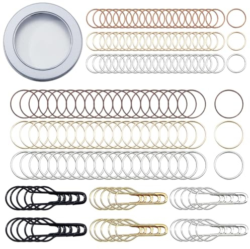 Hobbspring Lot de 180 marqueurs à tricoter en métal avec anneaux et aiguilles pour projets de tricot et de crochet 12 mm et 8 mm Anneaux de connexion en laiton 21,5 mm pour les fournitures de
