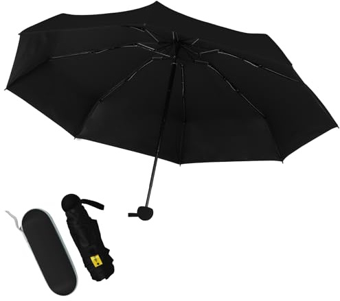 Yoodriy Mini Paraguas Plegable con Estuche, Pequeño y Compacto, Ligero y Resistente al Viento, Protección UV, Paraguas Viaje, Paraguas Portátil para Bolsos, Mujeres, Hombres y Niños