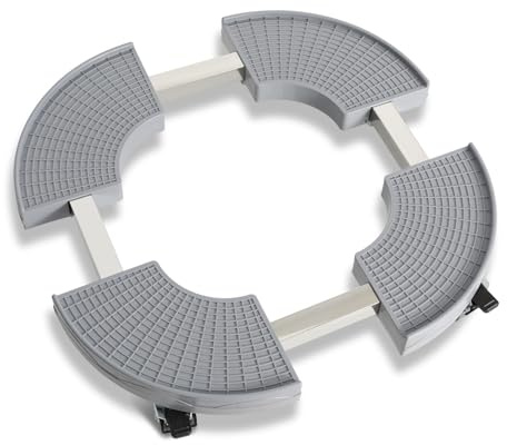 Hebitod Rullo per piante regolabile con ruote doppie e freno, 360°, portata fino a 200 kg, adatto per vasi per piante in interni ed esterni, colore grigio