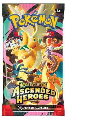 Pokemon - Juego de Cartas coleccionables TCG - Mega Evolution: Ascended Heroes Paquete de 10 Cartas (inglés)