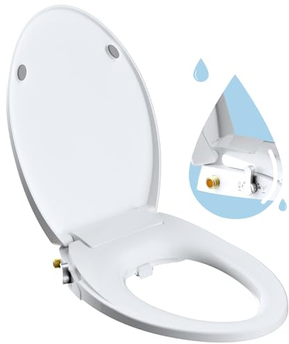 Hibbent Elongated Bidet Toilet Seat, Slow Close Lid, Dual Nozzle