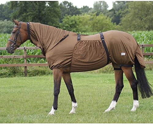 QHP Ekzemdecke mit Hals und abnehmbarem Bauchlatz (155 cm, Braun)