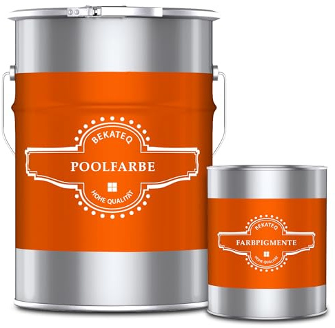 BEKATEQ Poolfarbe RAL7038 Achatgrau 10l I Seidenglänzende Schwimmbadfarbe für Becken, Teich & Brunnen aus Beton, Mauerwerk & Putz I Chlorkautschuk Schwimmbeckenfarbe Pool Beschichtung LS-400