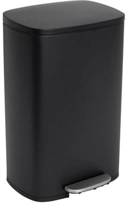 KITCHEN MOVE Poubelle de cuisine à pédale 50L Design ADMIRAL Noir mat en acier Inox avec seau et fermeture douce