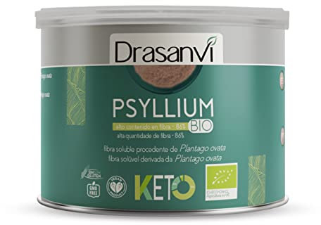 PSYLLIUM EN POLVO Sin Gluten 200g | Psyllium Husk Bio de Agricultura Ecológica | Rico en Fibra Soluble | Apto Veganos y Celiacos | Ideal para Recetas Keto | Drasanvi